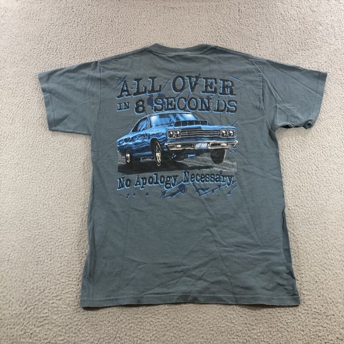 hot rod magazine t shirt Men’s Medium Blue Teal Muscle Car  - Imagen 8 de 11