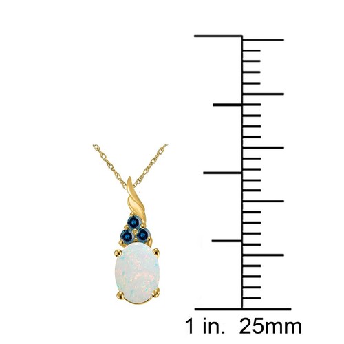 1.36Ct Created Opal & Blue Diamond Pendant Necklace in 14KGold with BoxChain - Picture 11 of 27