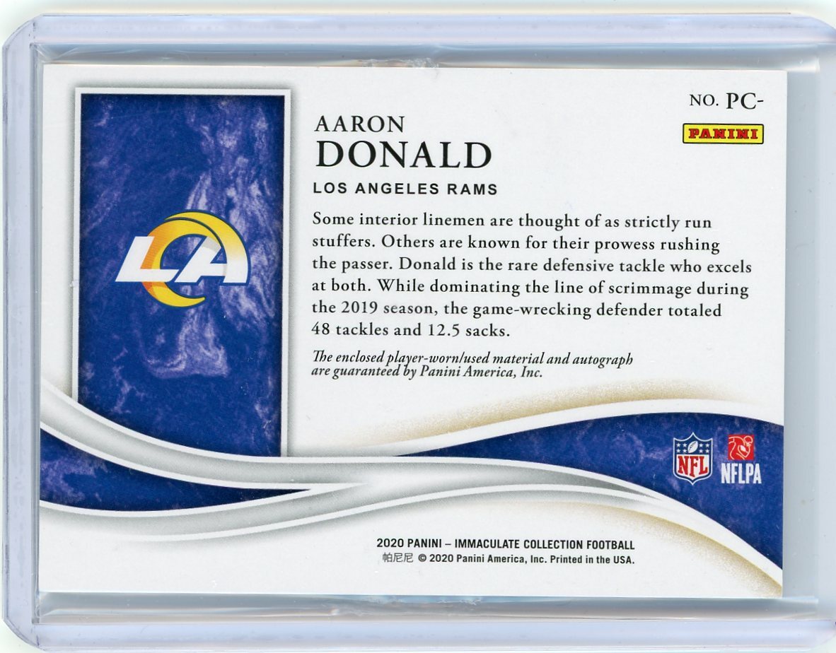 2020 Panini Immaculate Triple Relic Autograph #PC-AD Aaron