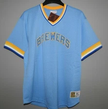 Mitchell & Ness Milwaukee Brewers Baseball Jersey New Mens Sizes MSRP $90