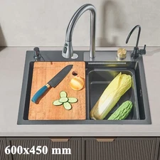 Flying Rain Stainless Steel Waterfall Kitchen Sink With Pull Down Faucet 24 inch