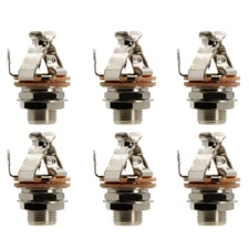 Bulk Set (6X) Pure Tone Mono 1/4 inch Nickel Output Jack - with ADDED Hex Nut