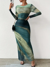 Women's tie dye bodycon pleated dress XS