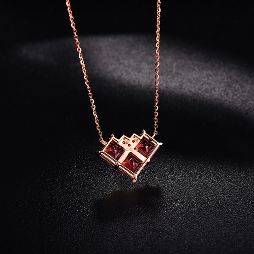 Solid 18K Gold-Rose Luxury Princess Tourmaline Pendant Jewelry Designer - Picture 6 of 11