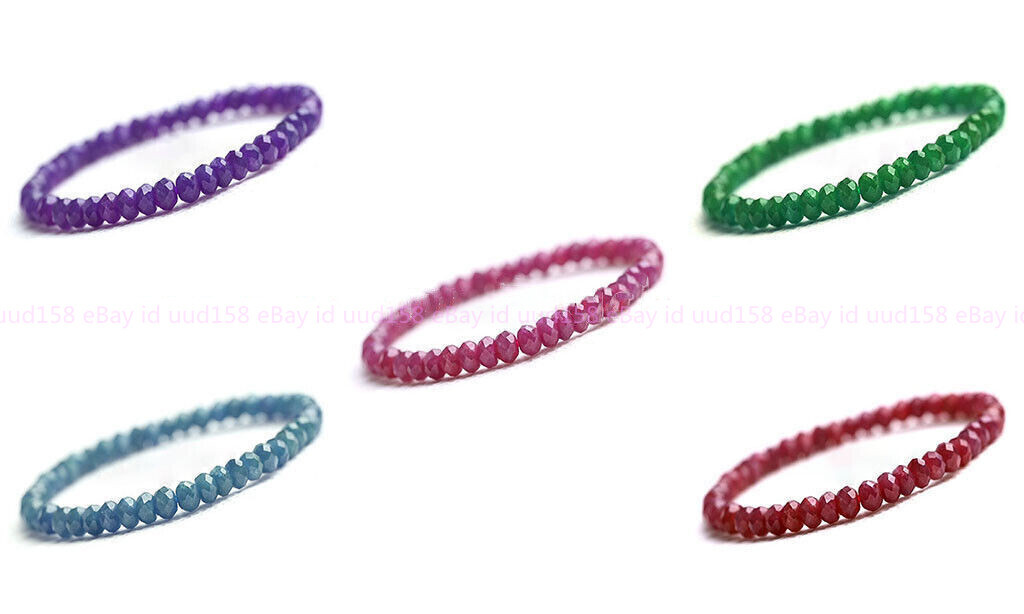 Faceted 2x4mm Multicolor Rondelle Gemstone Elastic Bracelet 7.5 Inch AAA Quality