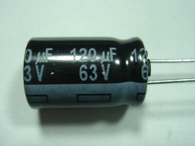 120uF 63V 105°C ESR=0.04 ELKO Radial #19-473