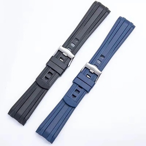 20mm Curved End Blue FKM Rubber Strap for 41mm Omega Seamaster 300M - NEW - Picture 7 of 14
