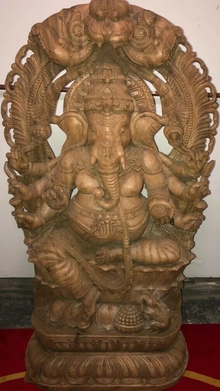 5 FEET PRICELESS PRECIOUS  GANESHA STATUE TEAKWOOD SPECTACULAR ONE OFA KIND RARE