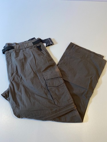 B.C. Clothing Mens Pants Khaki Stretch Cargo Hiking Convertible Medium 32 NWT