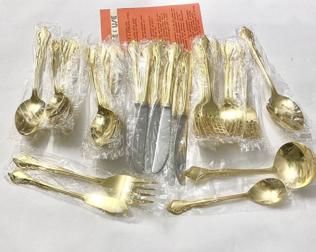 Estia ESI20 Gold Plated Glossy Korea 46pc Service For 8 Silverware 