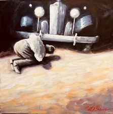 'Studebaker' - Nostalgic Collectible Car Art Original Painting, Gold Frame