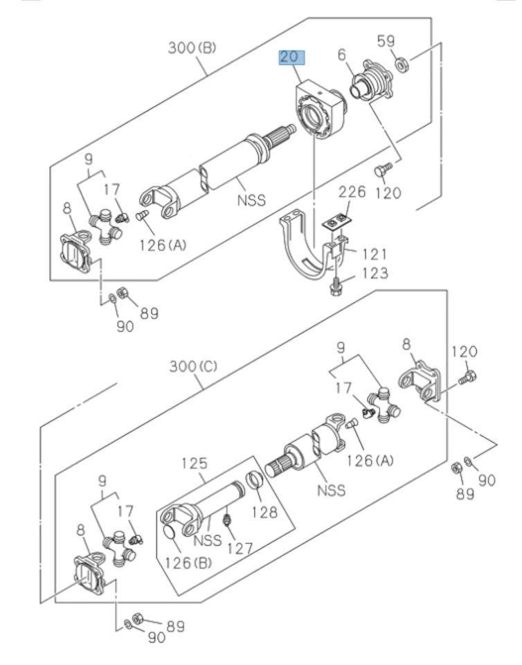 Cojinete central del eje de transmisión para ISUZU NRR NPR NPR-HD NQR 4HE1 4HK1 MZZ6 98-05 Foto 2 de 4