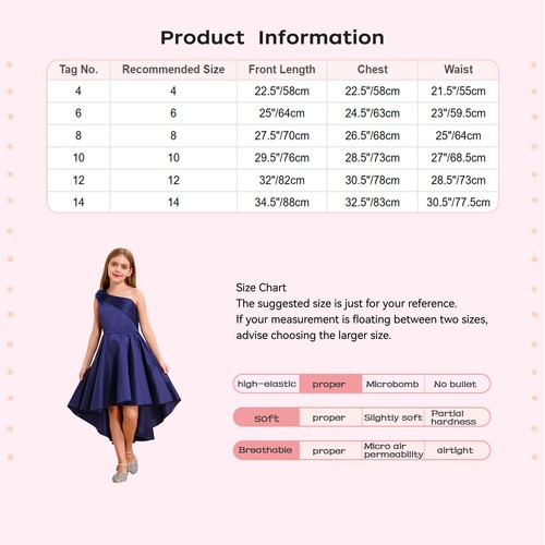 Kids Girls Dresses Graduation Prom Dress Skirt Gown Ceremony One Shoulder Ball - Picture 8 of 68