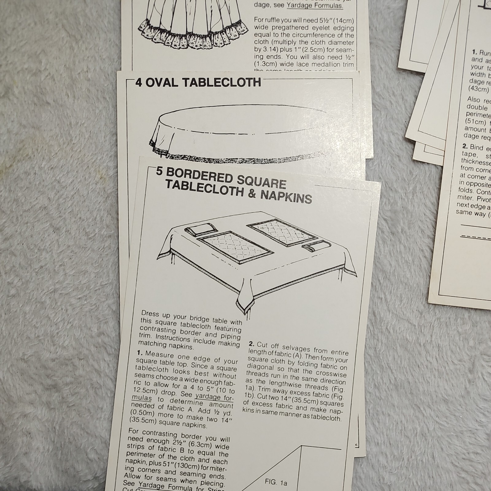Tablecloth Sewing Pattern Simplicity Instruction Cards # 120 Table ...