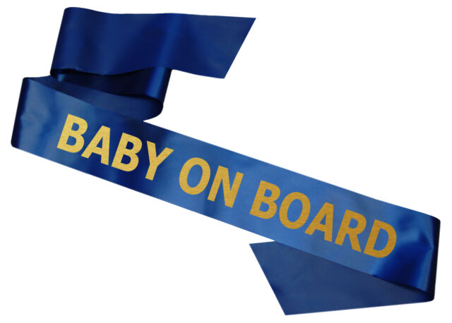 Luxury Baby Shower Sash - Baby on Board Metallic Gold Text Mum to Be Gift New
