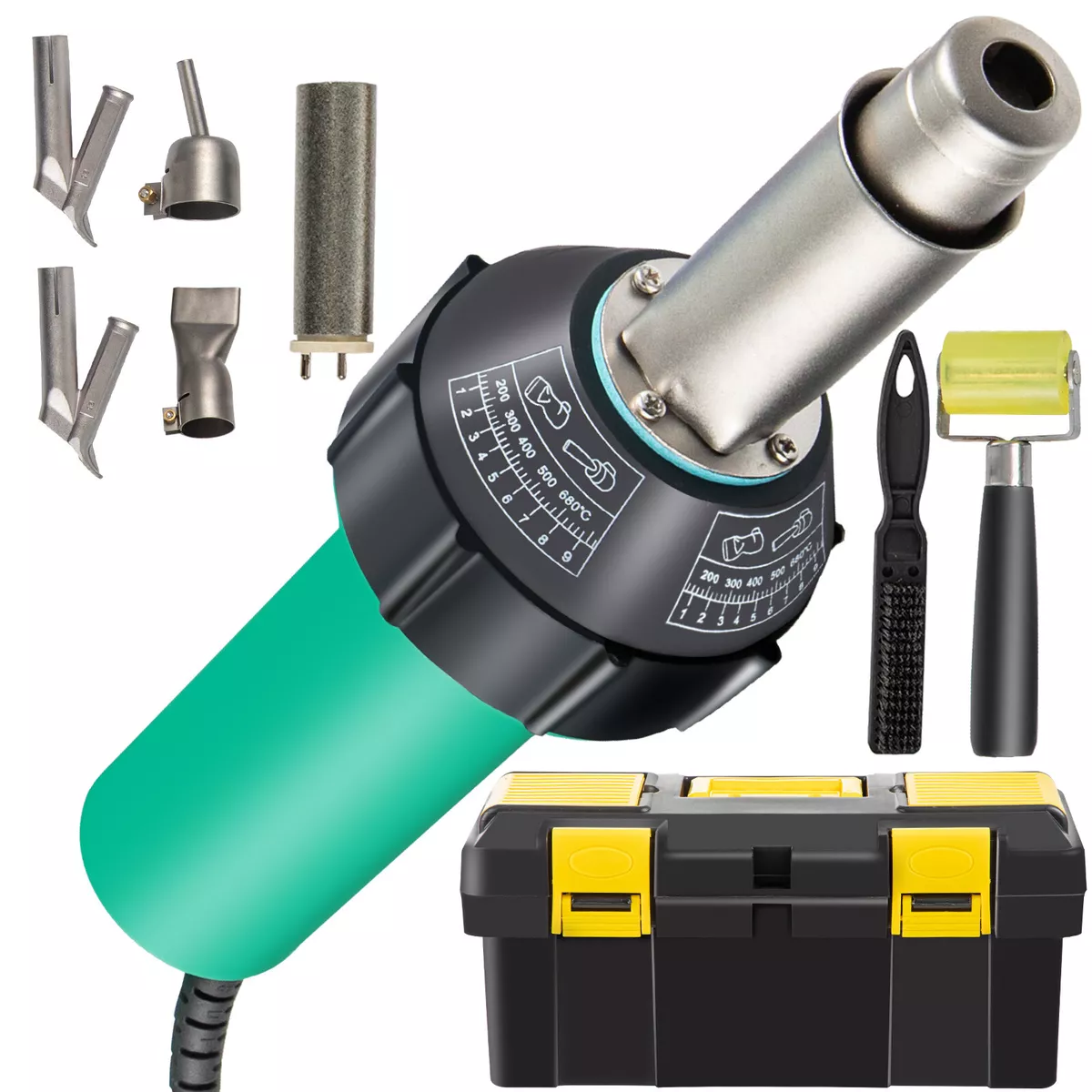 VEVOR Roofing Welder PVC Welding Gun 6 pcs 1600W 220V Welding Tool Kit w Case
