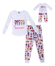 Dollie Me Girl 4-6 and 18" Doll Matching Awesome Pajama Outfit ft American Girl