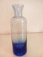 Lovely Elements Cobalt Blue Bottle Ombre Art Glass Vase 8" Tall