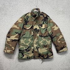 Vintage US Army M65 Field Jacket Mens Medium Woodland Camo Liner 90s USA