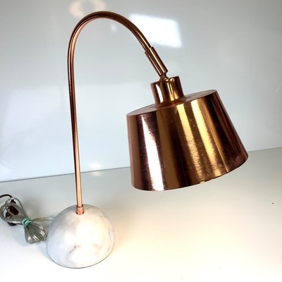 Modern Hextra Intertek Desk Table Lamp Copper w/Marble Base Model HX-T0994