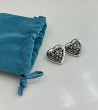 Silver Toned Heart Stud Earrings