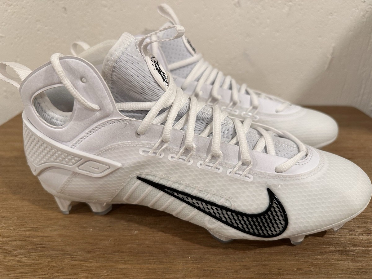 Nike Huarache Elite LAX Mid Lacrosse Cleats Mens 13 White Black  FD0088-101 NEW