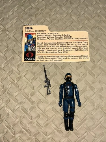 GI JOE ~ 1982 COBRA SOLDIER ~ FAT THUMB V1 ~EXCELLENT STRAIGHT ARM ~ 100% & CARD