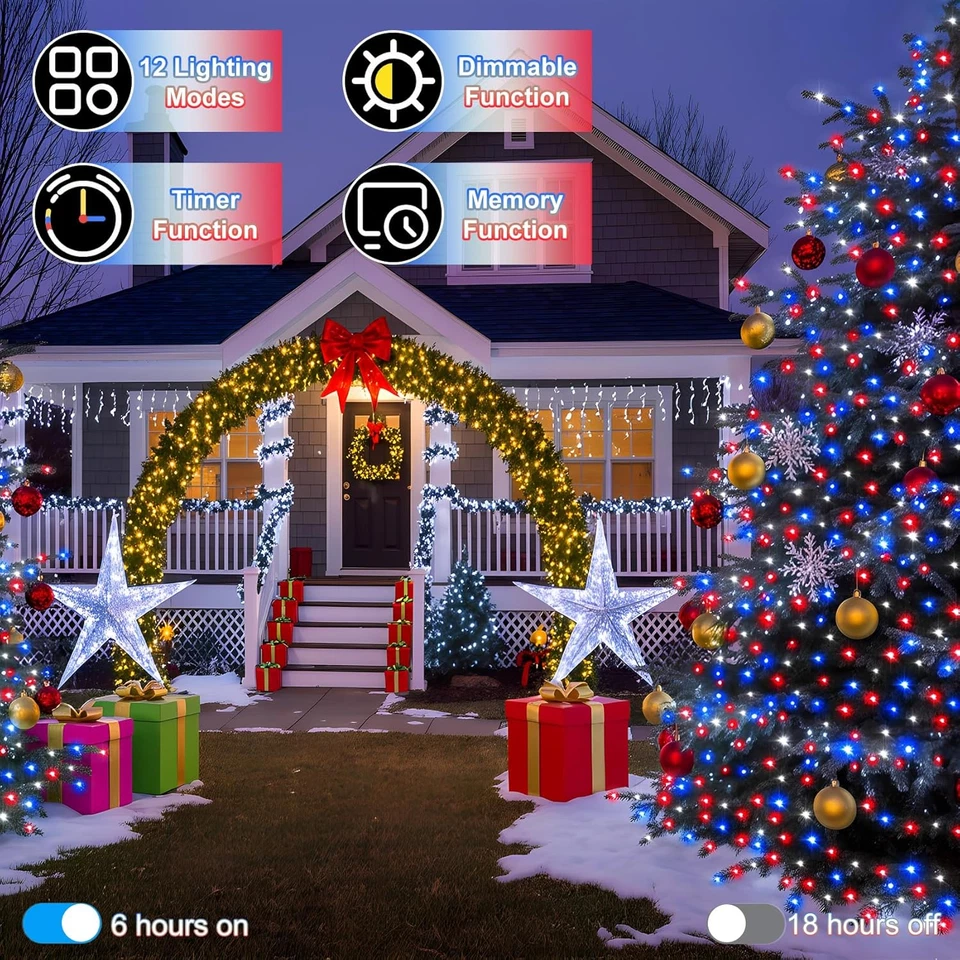 1500 LED 470FT Christmas String Lights Outdoor, 12 Pro Modes and Timer Memory & - Image 3 of 4