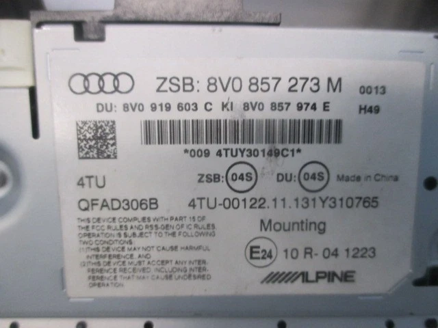 AUDI A3 SPORTBACK ECRAN MULTIFONCTION RADIO NAVIGATION 8V0857273M 2578832 - Photo 3/4