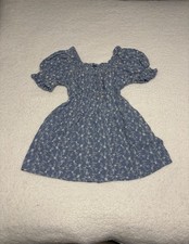 Old Navy Women Blue Floral Embroidered Puff Sleeve Mini Dress