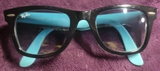 Ray-Ban Wayfarer RB2140 1001/3F 50-22 Black/Blue ~ Italy Eyeglasses rayban 5.25"