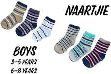 BOYS 3 Pair STRIPED CREW SOCKS 3-5 yrs. , 6-8 yrs. Blue, Tan, Gray Black