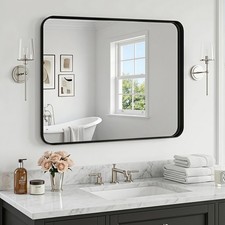 Bathroom Mirror, 30" x 22" Wall Mirror Metal Framed, Bathroom Vanity Mirror f...