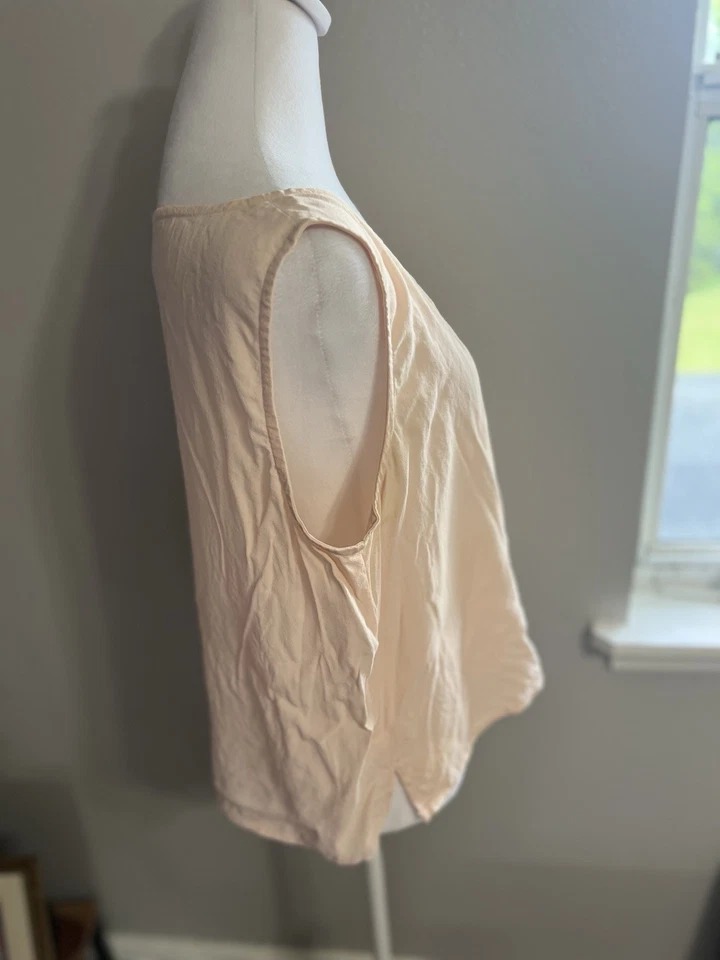 Camiseta sin mangas EILEEN FISHER seda rosa claro cuello redondo talla grande Foto 2 de 4