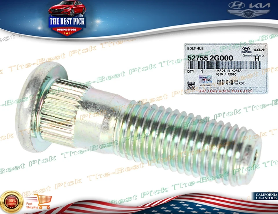 ⭐GENUÍNO⭐ 5 PEÇAS Parafuso prisioneiro de roda para 2006-24 Hyundai Kia 527552G000 *VEJA compatibilidade - Imagem 3 de 4