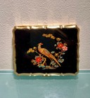 VINTAGE STRATTON ENAMEL CIGARETTE CASE PHEASANT FLORAL BLK GOLD MADE IN ENGLAND
