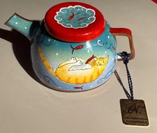 Charlotte Di Vita Miniature Hand Painted Teapot Im Himmel Heaven cat