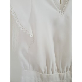 Monique Lhuillier Ivory Brady Eyelet Trim Ruffle Sleeve Bridal Jumpsuit NWT Sz 2