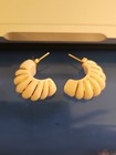 Vintage 14k.Yellow Gold Lucite Half Hoop Pierced Earrings — photo 5