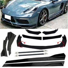 For Porsche 718 Boxster Cayman 16-20 Front Bumper Lip Spoiler Body Kit Glossy