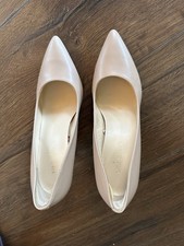 NINE WEST DRESS HEELS NUDE BUFF BEIGE CREAM SIZE 9W excellent 