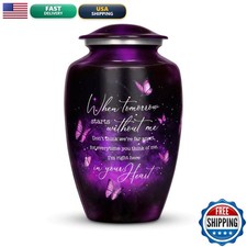 Cogent Memorials Purple Butterfly Urn For Human Ashes Adult Secure Lid PB-Large