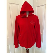 VTG Walt Disney World Hoodie Zip Jacket Red Fleece Mickey Mouse Y2K Parks M