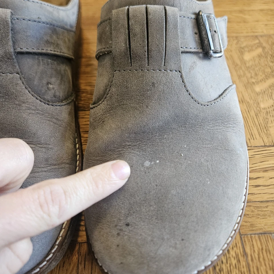 Haflinger Vision Boston Clogs Women's Size 8.5 Leather Mule Slippers Grey Cork - Image 3 of 4