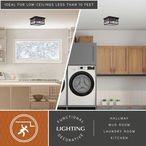 Vaxcel Lighting OF14611 Mission 2 Light Flush Mount Outdoor - Bronze - Picture 9 of 12