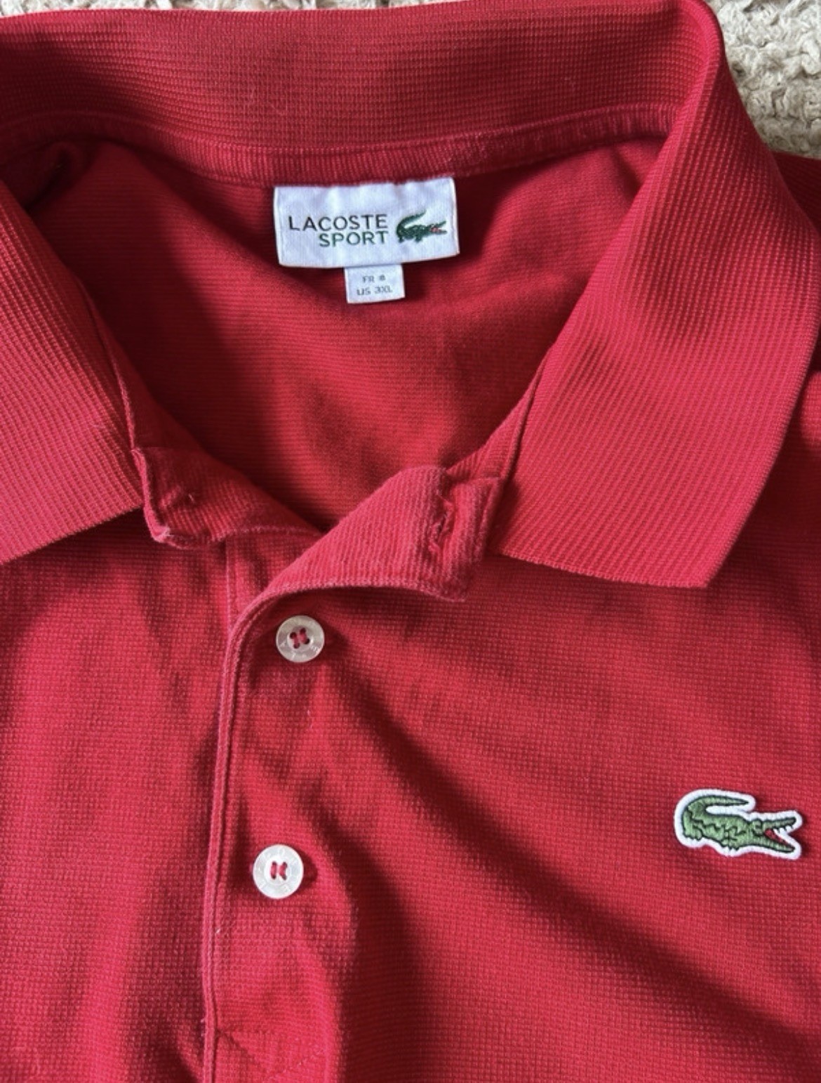 Lacoste Sport Men’s Red Cotton Knit Polo Shirt Short Sleeve Logo Button 3XL 2