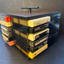 8-Track Spinning Storage Case w/22 Tapes - Beatles, Chicago, Eagles, Styx, Yes