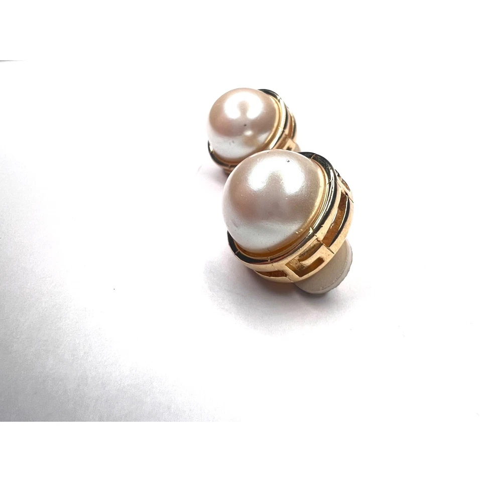 Pendientes de Clip Givenchy Perla Tono Dorado Diseñador Vintage Foto 2 de 4