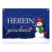 Hereingeschneit Schneemann Metallschild In 15X20 Cm
