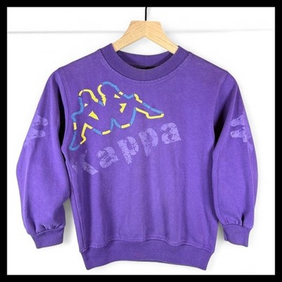 Vintage Kappa Sweatshirt Kids 130 Purple Embroidered Logo Crewneck Pullover 90s